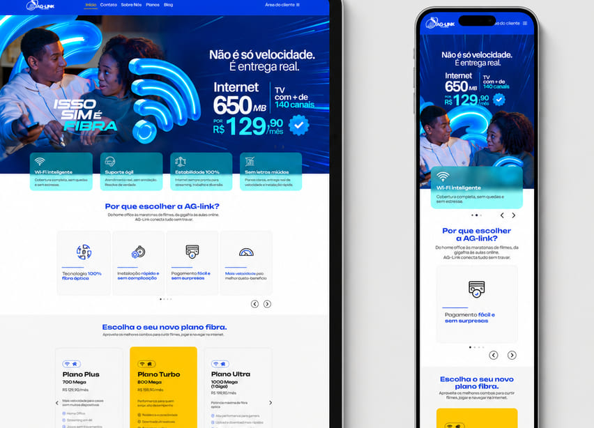 Site da AG-Link em desktop e celular