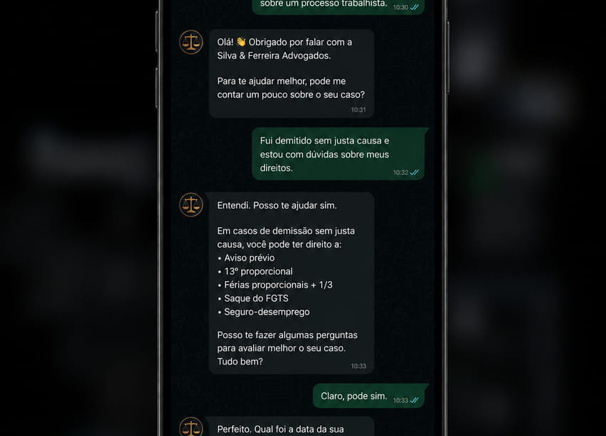 Conversa de um agente de IA no WhatsApp