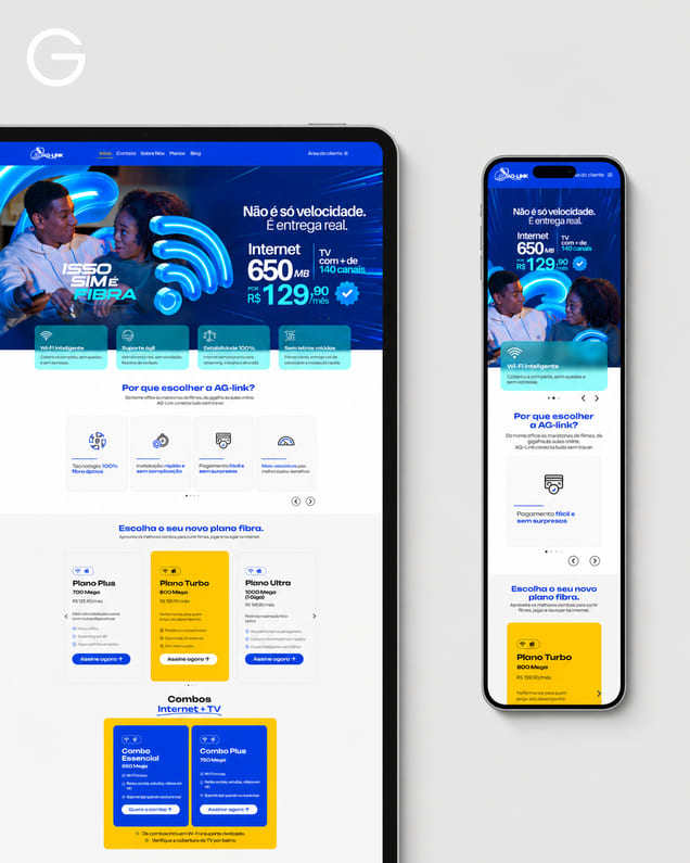 Site da AG-Link em desktop e celular
